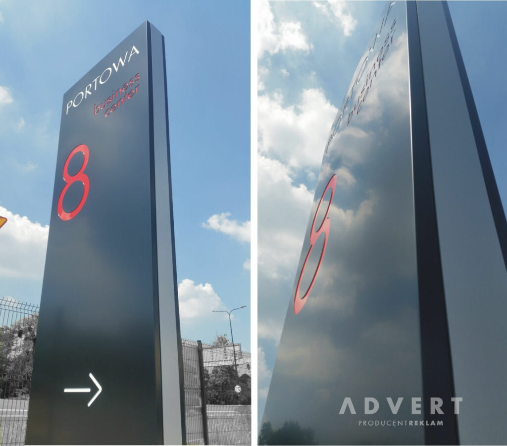 pylon matowy portowa8 Gliwice- advert producent reklama