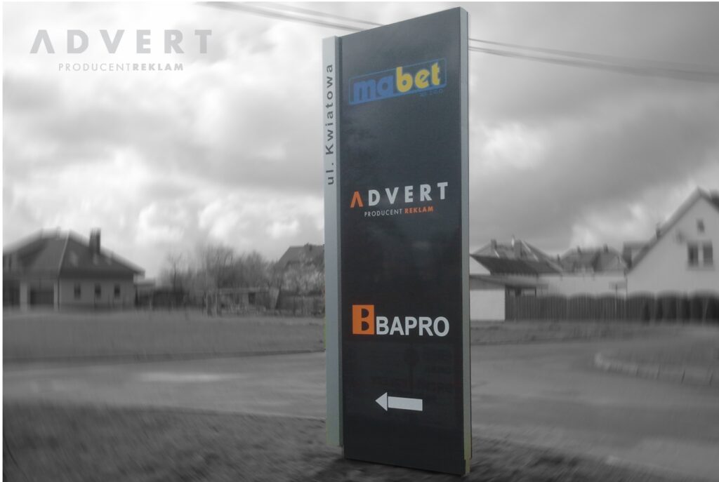 pylon z nazwami firm-producent reklam advert